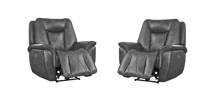 Corinthian Jordan Power Headrest Recliner in Montana-Charcoal FGC83103-19HR (Set of 2)