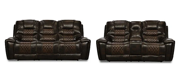 Corinthian 98701 2pc Reclining Living Room Set in Brecken Ridge-Brown And Tobacco