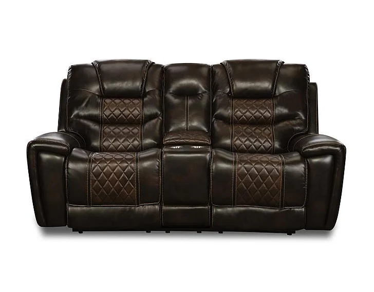Corinthian 98701 Reclining Console Loveseat in Brecken Ridge-Brown And Tobacco FGC98701-40