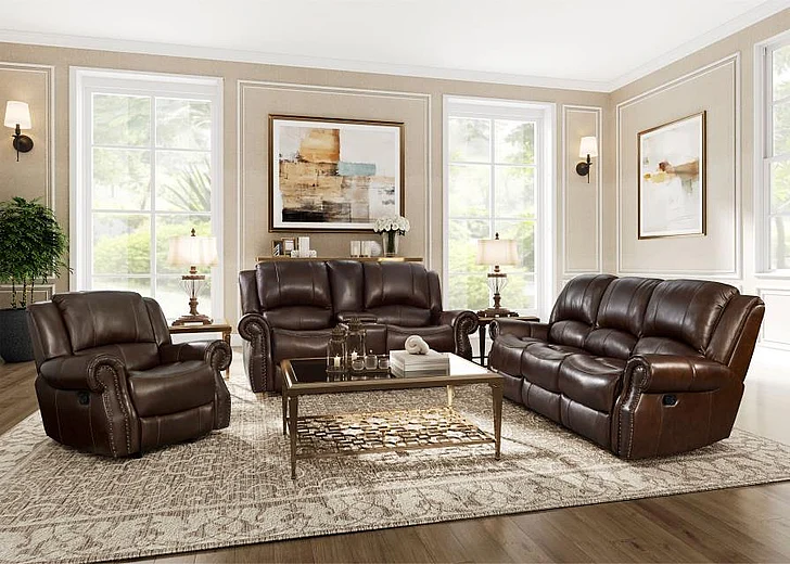 Corinthian 0L66901 2pc Power Headrest Reclining Living Room Set in Ranger Chocolate