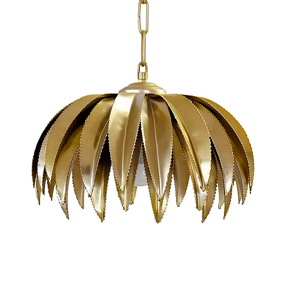 Worlds Away Palm Leaf Pendant in Antique Brass FIFI