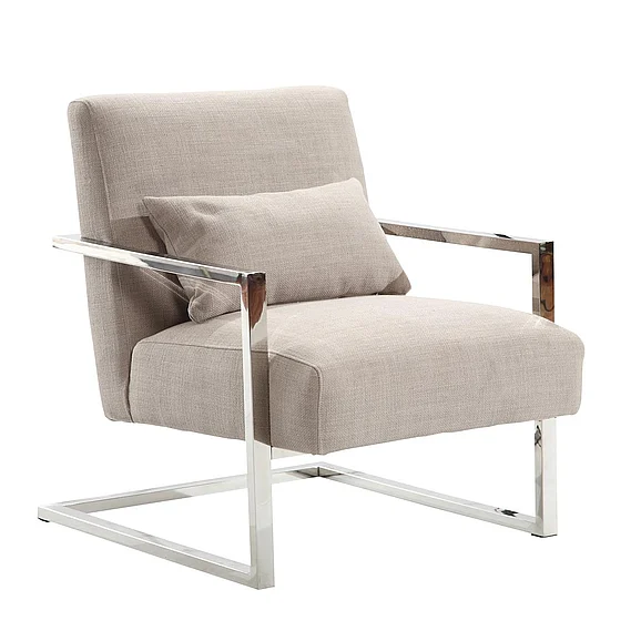 Armen Living Skyline Accent Chair in Gray Linen and Steel LCSKCHGR CLOSEOUT