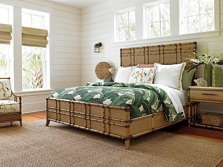 Tommy Bahama Home 4pc Twin Palms Coco Bay Panel Bed in Medium Umber