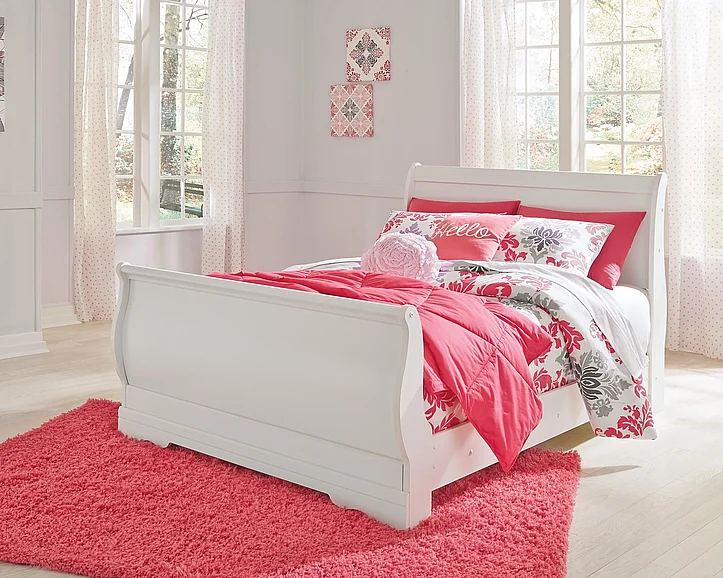 Anarasia Full Sleigh Bed in White B129F FedEx/UPS