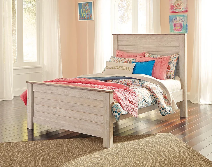 Willowton Full Panel Bed in Whitewash B267F FedEx/UPS