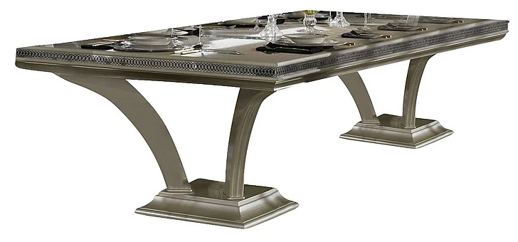 AICO Hollywood Swank Rectangular Dining Table in Pearl Caviar