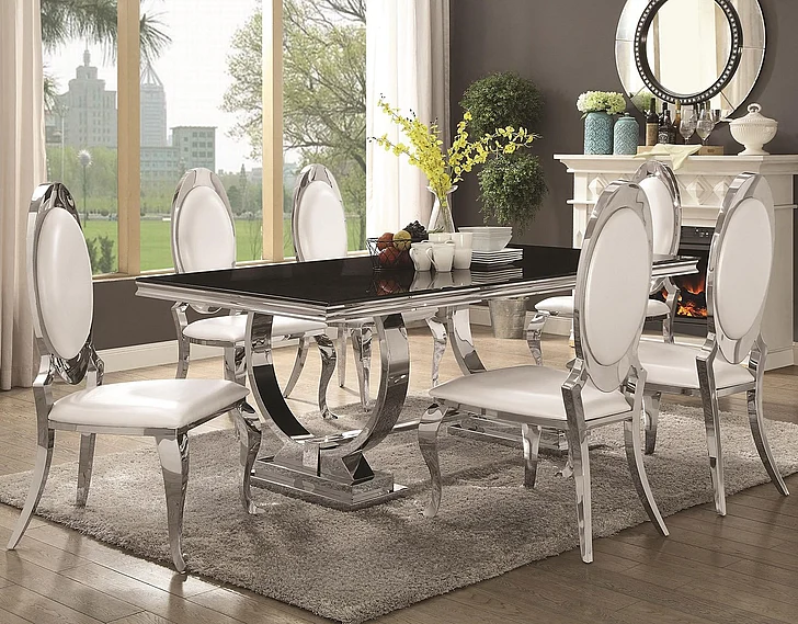 Coaster Antoine 7pc Dining Room Set in Black