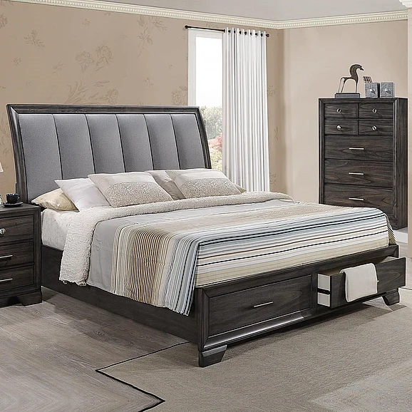 Crown Mark Jaymes Queen Storage Bed in Dark Brown