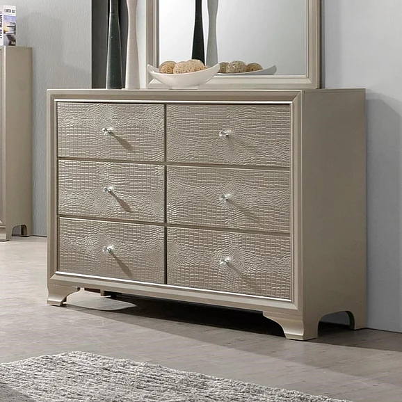 Crown Mark Lyssa 6 Drawer Dresser in Embossed Crocodile Pattern B4300-1