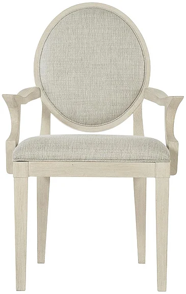 Bernhardt East Hampton Oval Back Arm Chair in Cerused Linen (Set of 2) PROMO