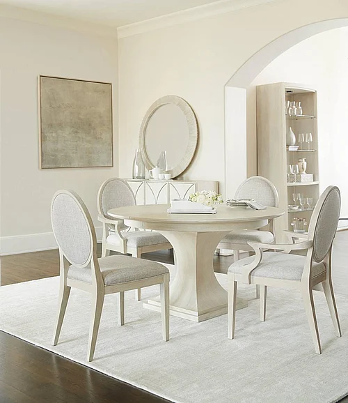 Bernhardt East Hampton 5pc Round Dining Room Set in Cerused Linen -SET A