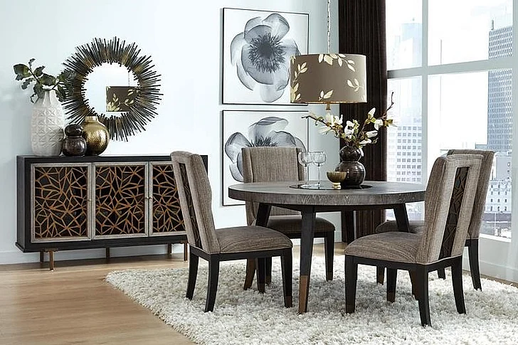 Magnussen Furniture Ryker 5pc Round Dining Room Set in Nocturn Black