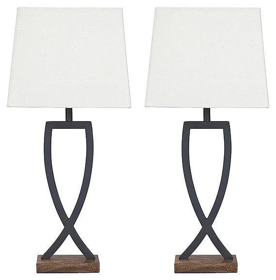 Makara Metal Table Lamp in Black/Brown (2Pcs) L204174 FedEx/UPS