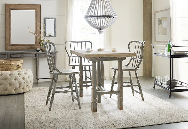 Hooker Furniture Ciao Bella 5pc Round Counter Room Set in Natural/Gray