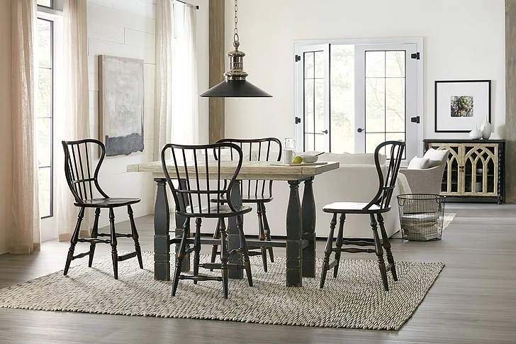 Hooker Furniture Ciao Bella 5pc Round Counter Room Set in Flaky White/Black