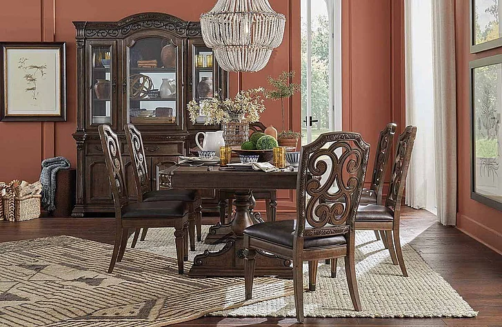 Magnussen Furniture Durango 7pc Trestle Dining Set in Willadeene Brown