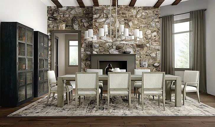 Hooker Furniture Linville Falls 9pc Rectangular Dining Room Set in Smoke Gray
