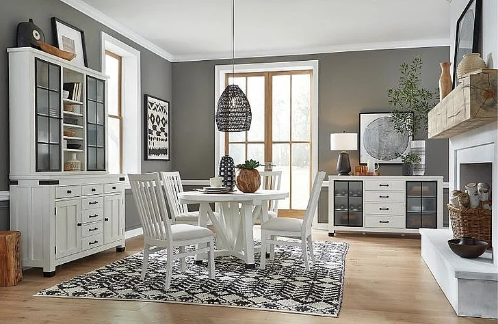 Magnussen Furniture Harper Springs 5pc Round Dining Set in Silo White