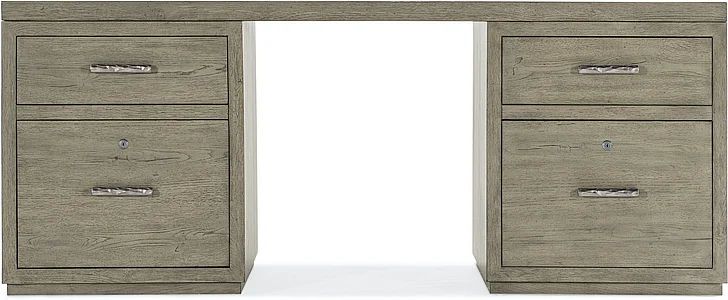 Hooker Furniture Linville Falls 72" Desk with 2 File Cabinet in Smoke Gray 6150-10904-85