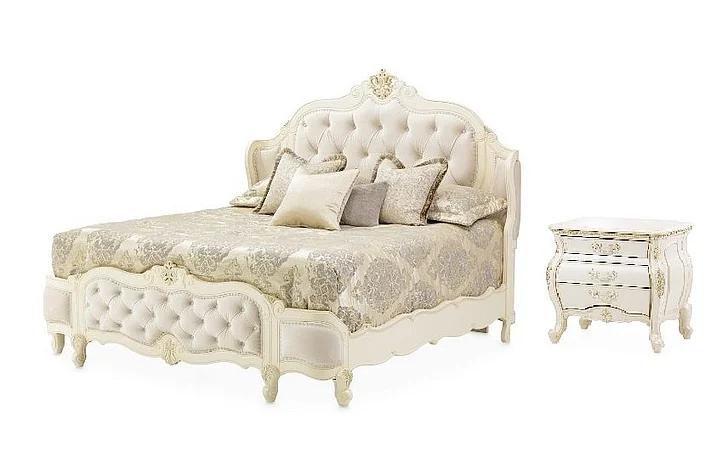 AICO Lavelle 2 Piece Mansion Bedroom Set in Classic Pearl