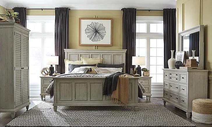 Magnussen Furniture Newport 2pc Panel Bedroom Set in Alabaster