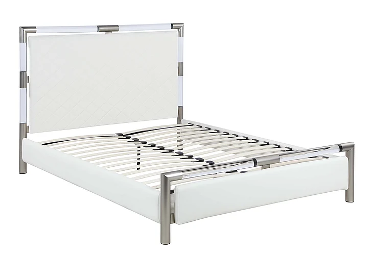 Chintaly Barcelona Queen Upholstered Bed in White