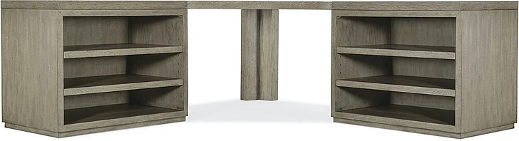 Hooker Furniture Linville Falls Corner Desk with 2 Open Desk Cabinets in Smoke Gray 6150-10937-85