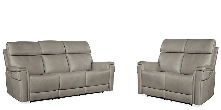 Hooker Furniture Lyra 2pc Zero Living Room Set with Power Headrest in Ash