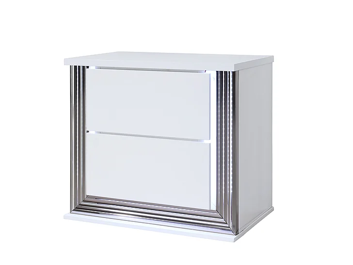 Global Furniture Ylime 2 Drawer Nightstand with LED in White YLIME-SMOOTH WHITE-NS W/ LED & USB