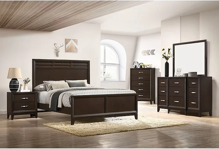 Elements International Beaumont 2-Piece Panel Bedroom Set in Merlot