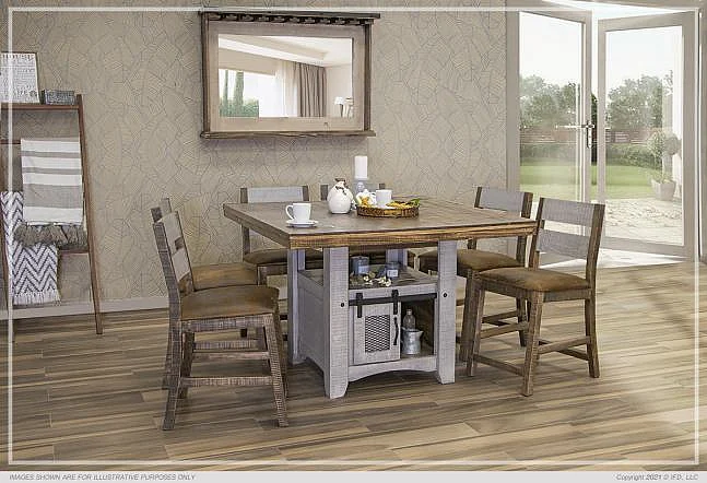 IFD Pueblo Gray 2pc Counter Height Table Set in Gray
