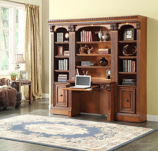Parker House Huntington 4 Piece Library Desk Wall in Vintage Pecan PROMO