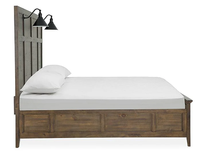 Magnussen Furniture Bay Creek 4-Piece Lamp Panel Bedroom Set in Toasted Nutmeg