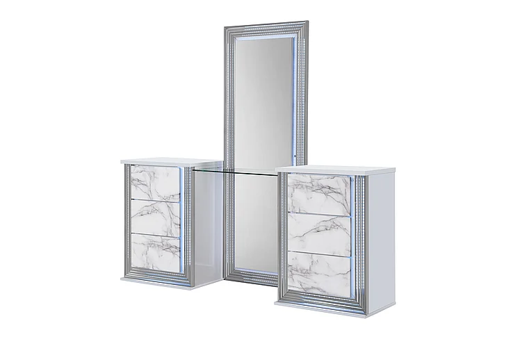 Global Furniture Ylime Vanity with LED in White Marble YLIME-WHITE MARBLE-VANITY W/ LED