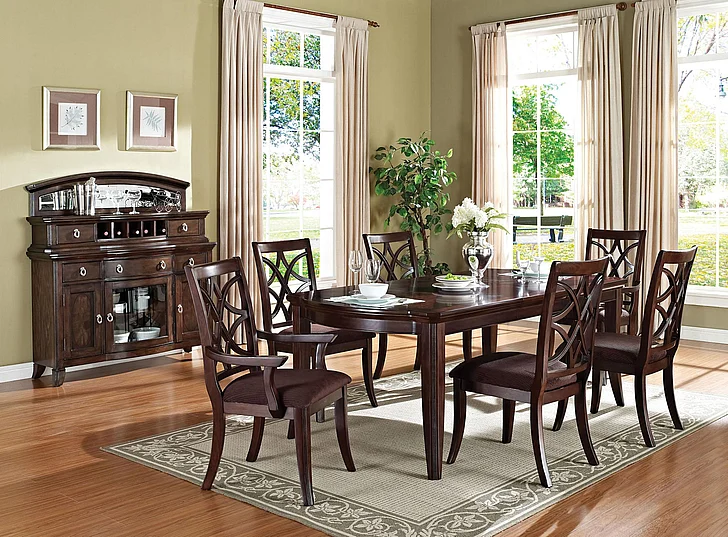 Acme Keenan 7PC Leg Dining Room Set in Dark Walnut