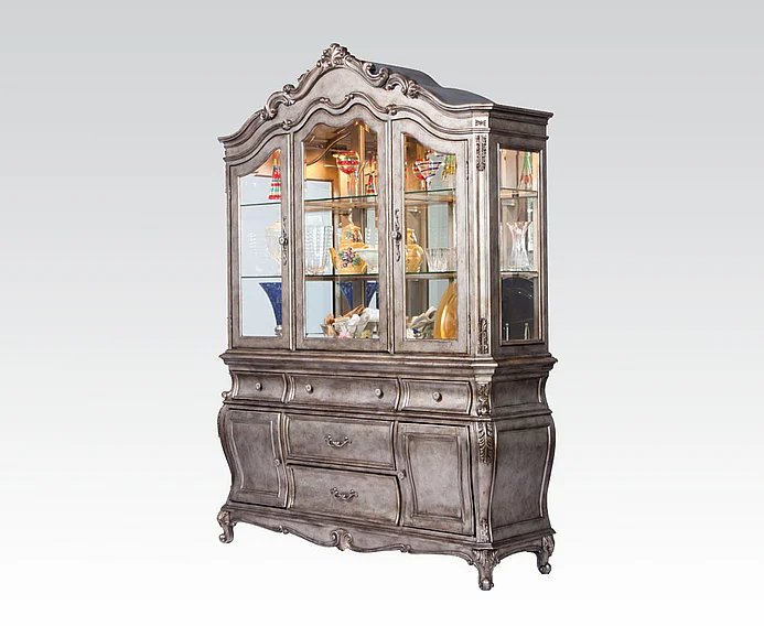Acme Chantelle Buffet and Hutch in Antique Platinum 60544 CLEARANCE