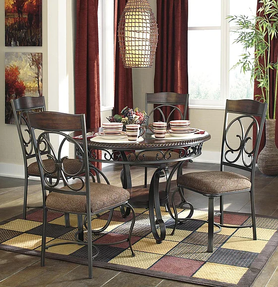 Glambrey 5pc Round Dining Room Set in Brown