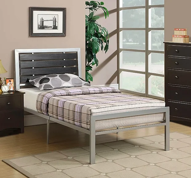 Boss Furniture F9412T Twin Bed in Silver