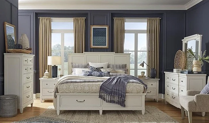 Magnussen Furniture Willowbrook 2pc Storage Bedroom Set in Egg Shell White