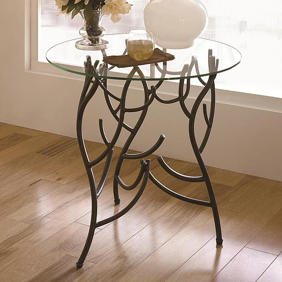 Hammary Hidden Treasures Glass Top Twig Accent Table in Dark Bronze 090-320B;090-320T CLOSEOUT
