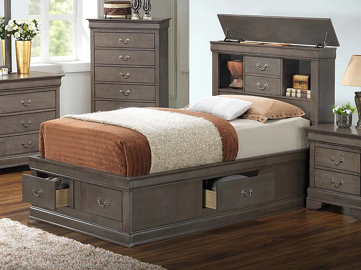 Glory Furniture G3105B Twin Storage Bed in Grey G3105B-TSB