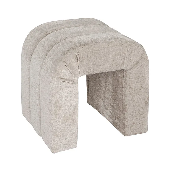 Worlds Away Finch Horizontal Channeled Stool in Taupe Textured Chenille FINCH TP