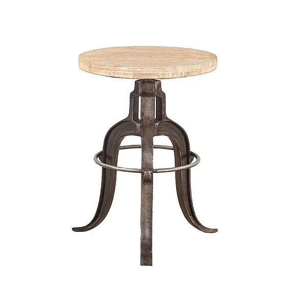 HTD Industrial Teak 16" Adjustable Stool in Oiled Teak Reclaimed Wood FIT-STL16OT CLOSEOUT