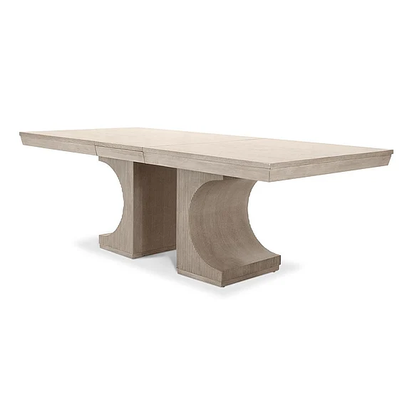 Finn & Louise (Lineage) Manhattan Valley Double Pedestal Dining Table with 18" Leaf (72"-90") Dusty Rose FL-D97587-LIGHT
