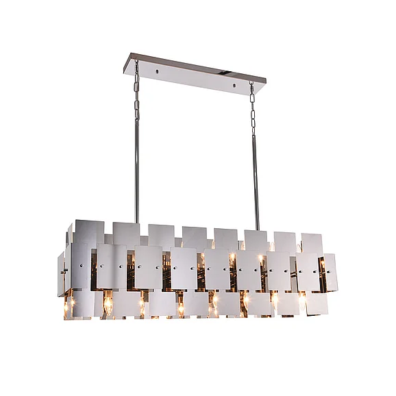 Bethel Stainless Steel Geometric Rectangular Frame Chandelier FL34SN