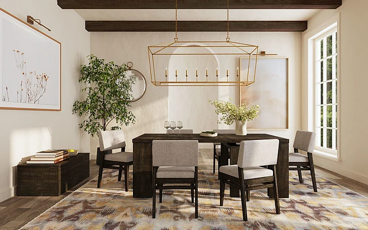 Intercon Furniture Flex 8pc Dining Table Set in Reclaimed Chevron
