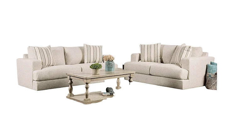 Furniture of America Flintshire 2pc Living Room Set in Beige