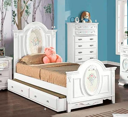 ACME Flora Full Panel Bed with Trundle in White BD01644F;BD01646