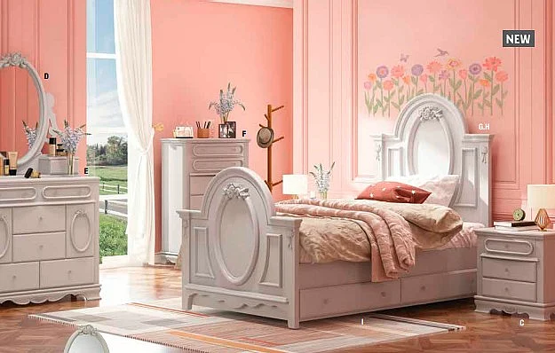 ACME Flora 4pc Panel Bedroom Set in Gray