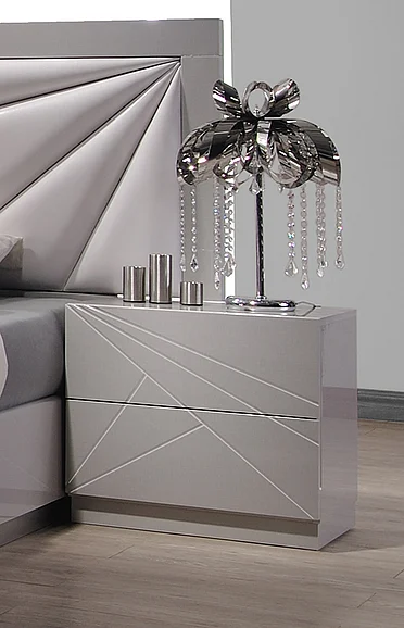 J&M Florence 2 Drawer Nightstand in White and Taupe 17852-NS CLOSEOUT
